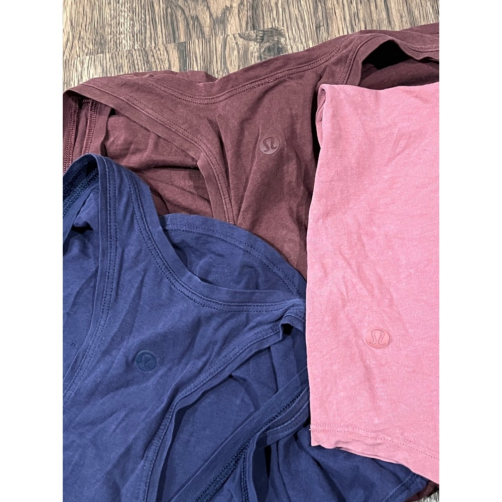 Lululemon Love Tank Top Lot of 3 Pima Cotton Racerback Navy Burgundy Pink sz 6/8